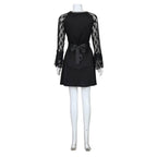 Lisa Frankenstein Misty Cosplay Costume Women Black Lace Long-sleeved Dress Party Carnival - Azufun
