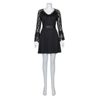 Lisa Frankenstein Misty Cosplay Costume Women Black Lace Long-sleeved Dress Party Carnival - Azufun
