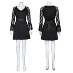 Lisa Frankenstein Misty Cosplay Costume Women Black Lace Long-sleeved Dress Party Carnival - Azufun