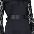 Lisa Frankenstein Misty Cosplay Costume Women Black Lace Long-sleeved Dress Party Carnival - Azufun