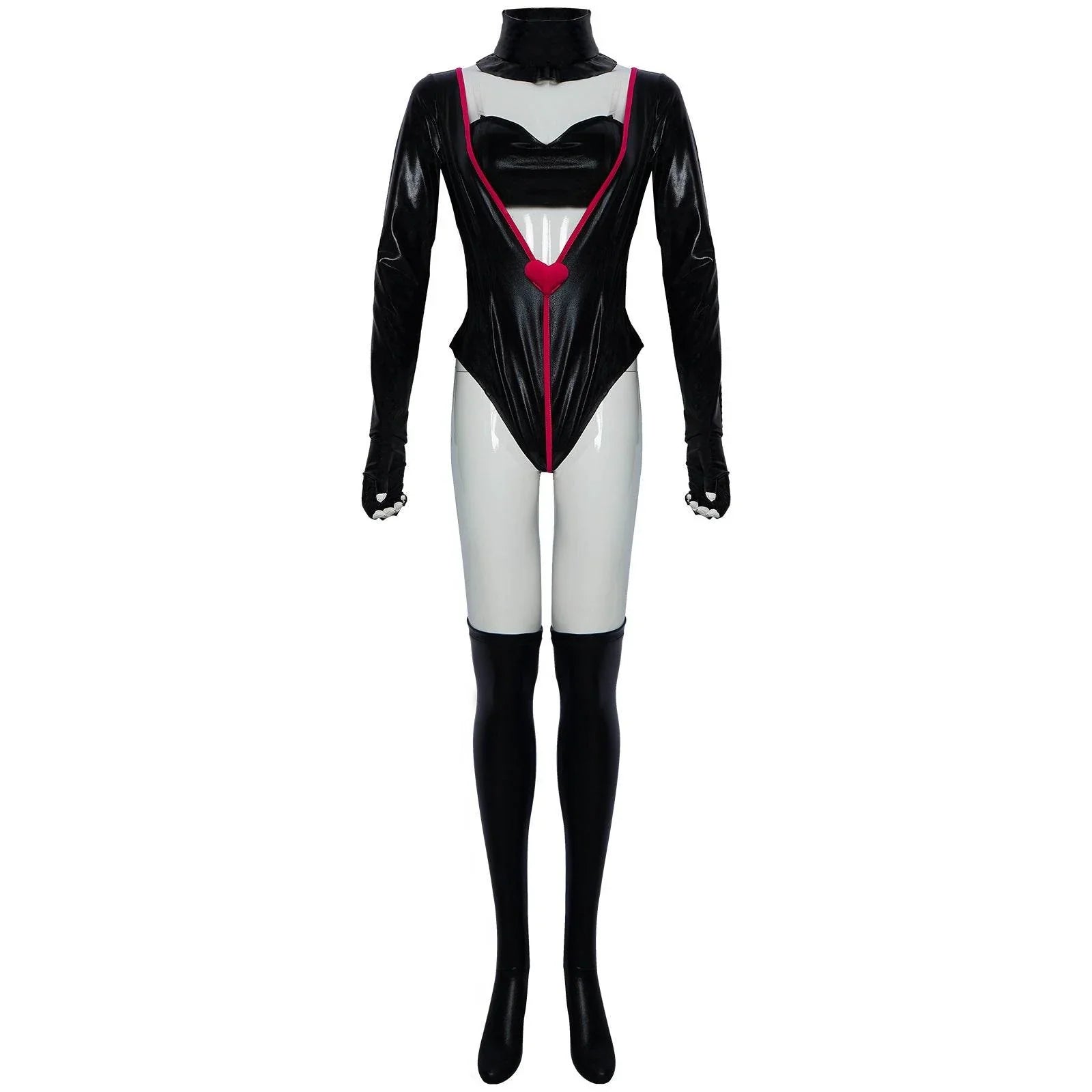 Hazbin Hotel An gel Dust Poison Cosplay Costume Black Leather Jumpsuit Party Carnival - Azufun