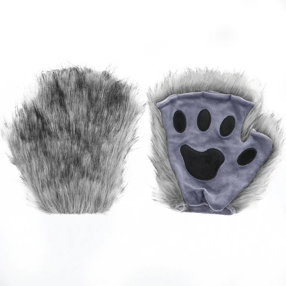 Simulation fox mask gloves plush fox tail set cos props accessories