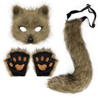 Simulation fox mask gloves plush fox tail set cos props accessories