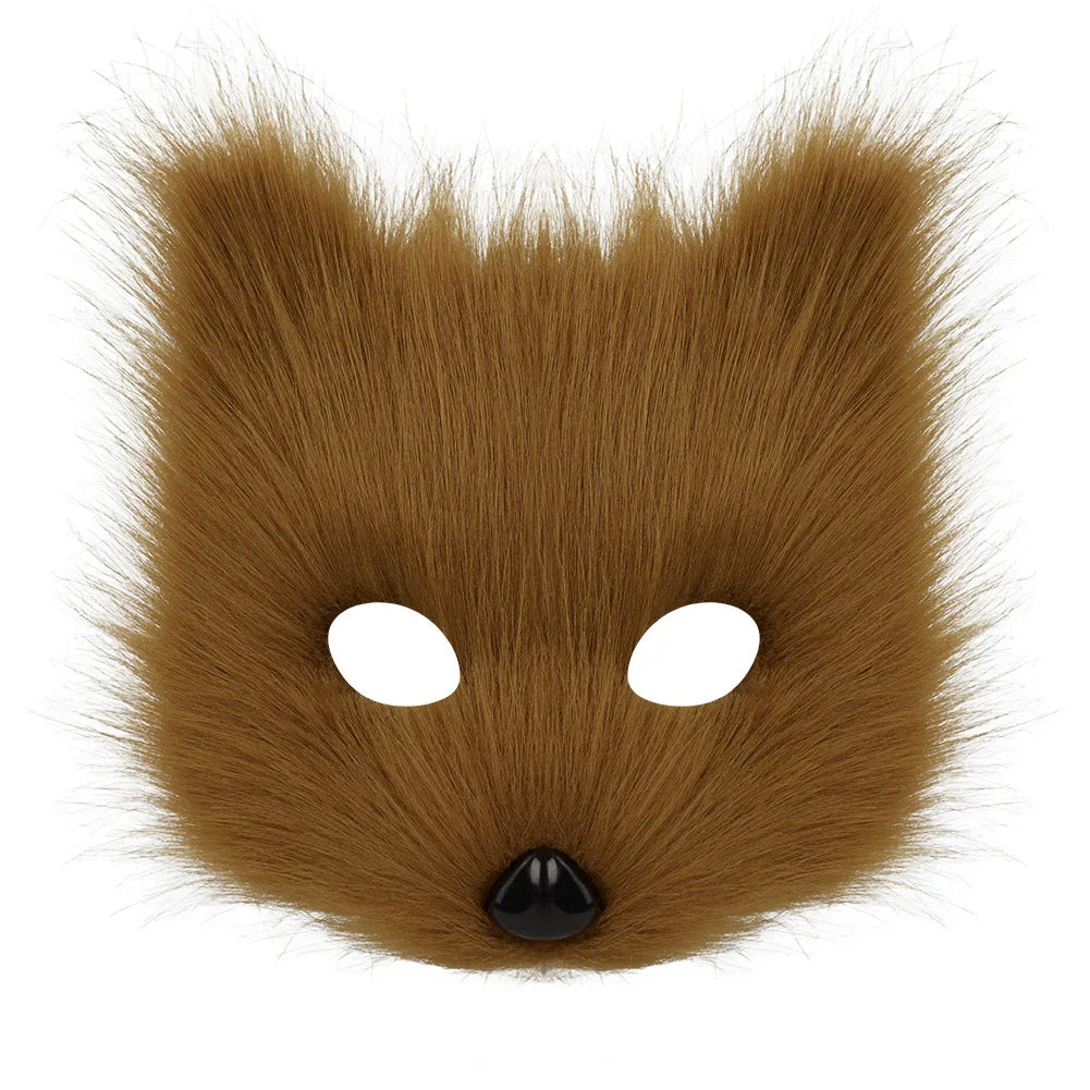 Simulation fox mask gloves plush fox tail set cos props accessories