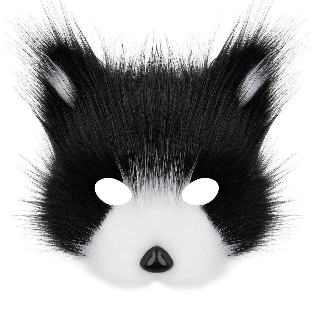 Simulation fox mask gloves plush fox tail set cos props accessories