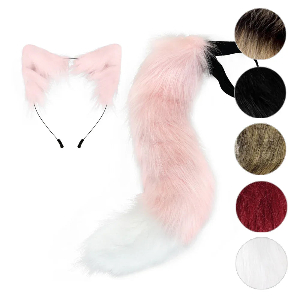 Halloween cos simulation fox plush tail costume accessories cat ear headband