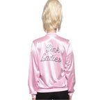 1950s Grease Pink Lady Ladies Satin Jacket Top Fancy Dress Up Costume - Azufun