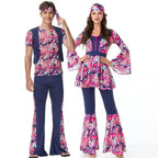 1970s Retro Disco Couple Hippie Hhip Hop Stage Costume Women Men Fancy Dress Halloween - Azufun