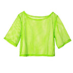 1980s Top Fishnet Women T-shirt 80s Costumes Cosplay Party Carnival - Azufun