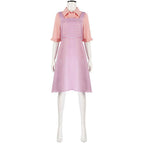 Wicked Glinda Pink Women Stripe Dress Outfit Carnival Cosplay Costume - Azufun
