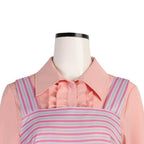 Wicked Glinda Pink Women Stripe Dress Outfit Carnival Cosplay Costume - Azufun