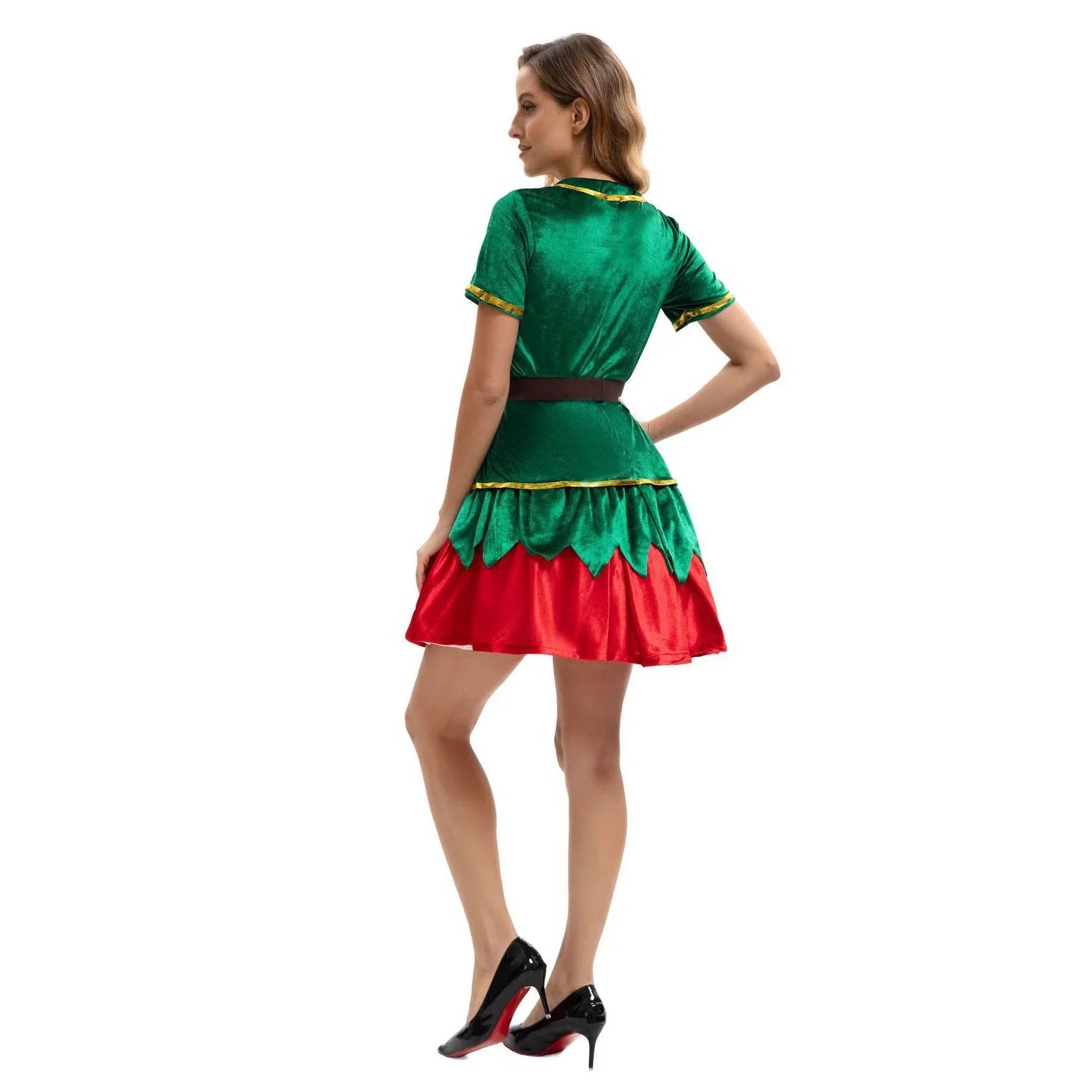 Green Christmas Party dress Costume adult couple stage costume - Azufun