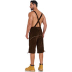 Men's German Bavarian Oktoberfest Costume Velvet Overalls Trousers Halloween - Azufun
