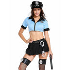 American Blue Split Female Police Uniform Cop Costume For Women - Azufun