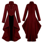 Medieval Costume dress tuxedo women's lapel irregular hem retro long top - Azufun
