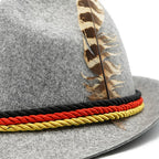 Munich beer German Alpine Panama Jazz Feather Hat Halloween - Azufun