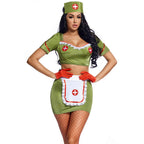 Green Backless Nurse Costume Role Play Cosplay For Women
