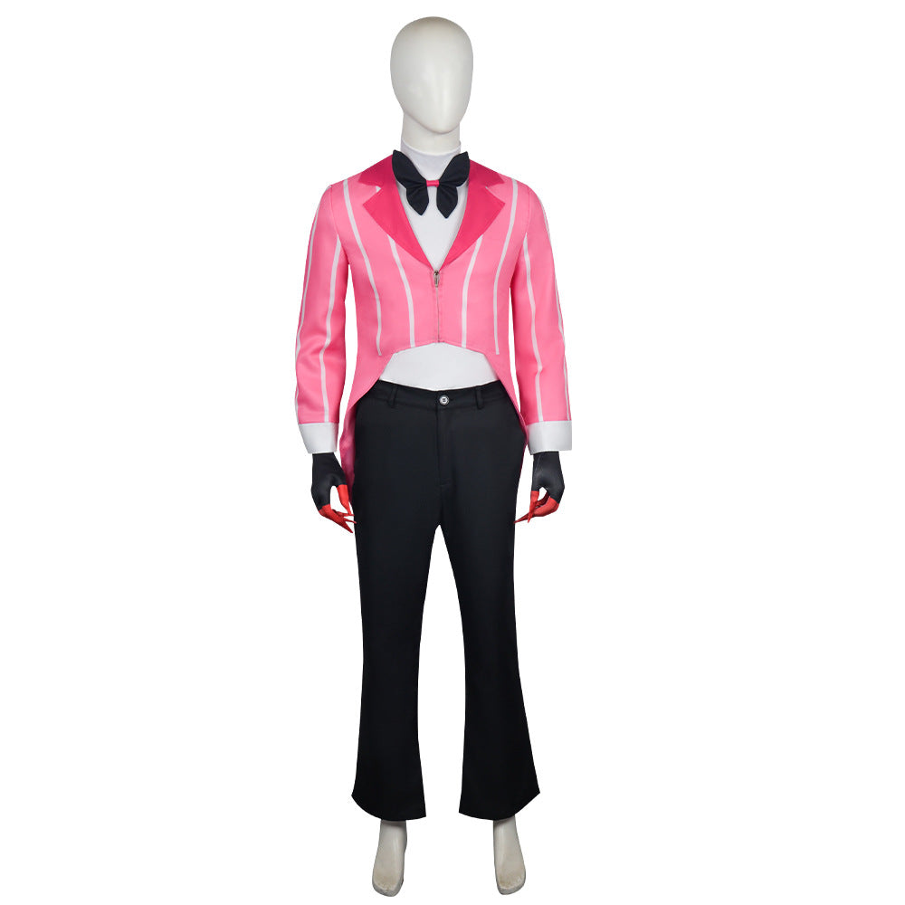 Hazbin Hotel Alastor Cosplay Costume Signature Red Pinstripe Tailcoat Full Set