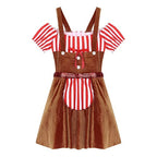 Women Gingerbread Costume Stripes Print Christmas Dance Dress