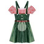 Women Gingerbread Costume Stripes Print Christmas Dance Dress