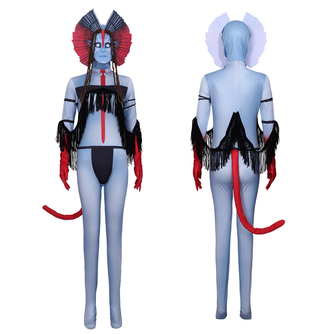 Avatar Ash People Costume Fire Na'vi Jumpsuit Front View