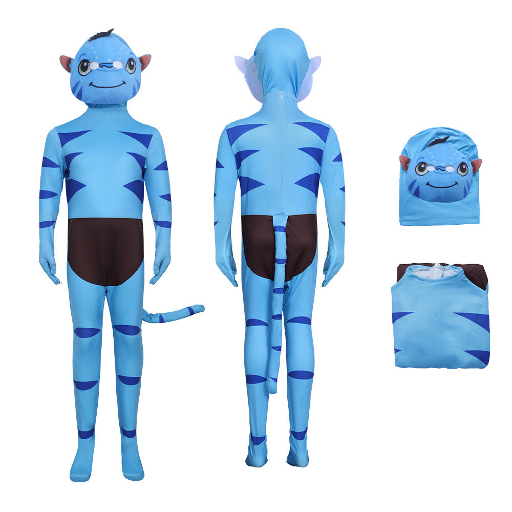Avatar Ash People Costume Fire Na'vi Jumpsuit Front View