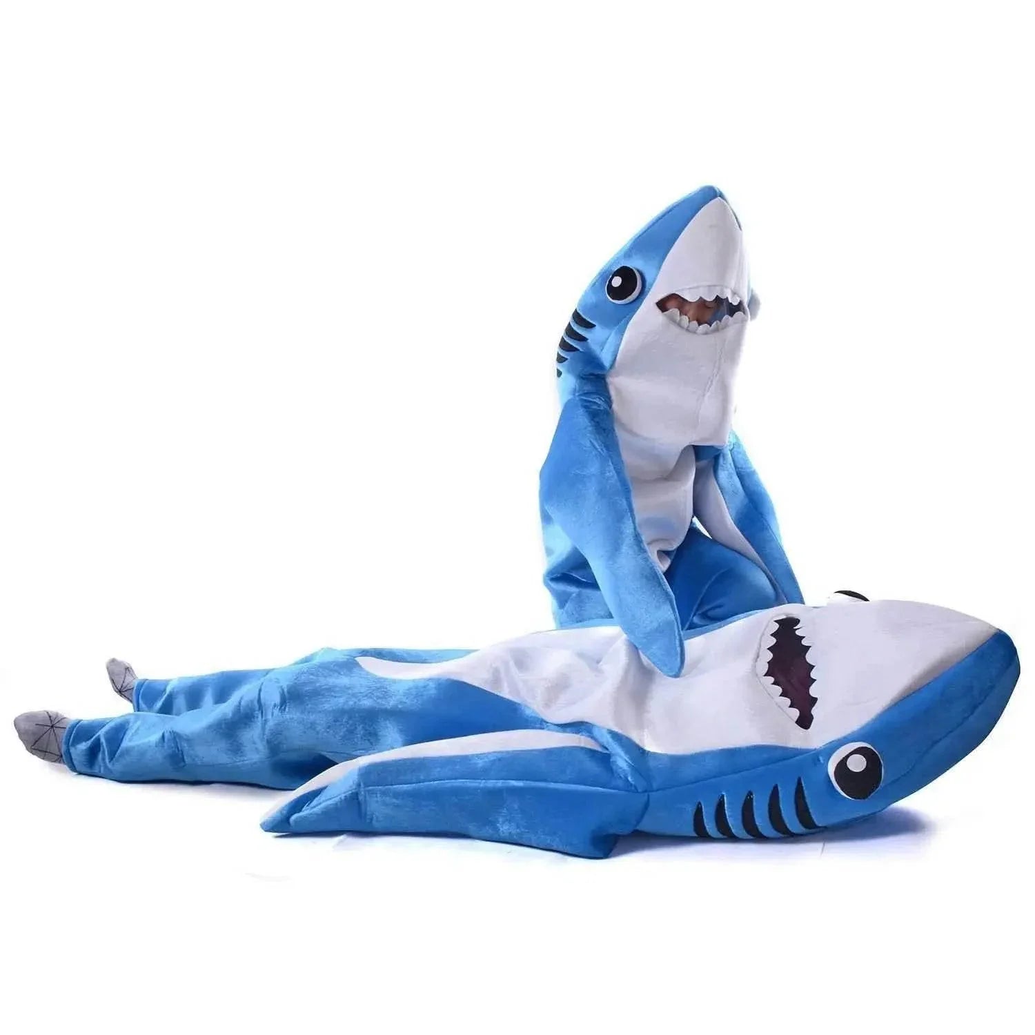 Adult Animal Shark Costumes Funny Fleece Onesie Outfit Jumpsuit Halloween - Azufun