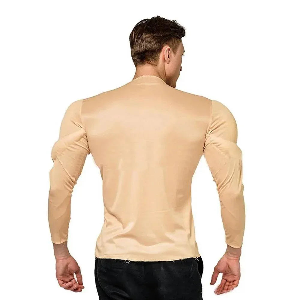 Adult Muscle T-Shirt Costume Funny Fake Abs Costume Masquerade Cosplay - Azufun