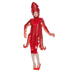 Adult Spoof Squid Costume Red Leggings Jumpsuit Funny Novelty Halloween Cosplay Costume - Azufun