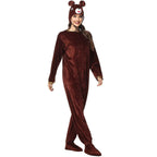 Animal kigurumi onesies Brown Bear Costume Cozy Gold Velvet Pajamas - Pajamasbuy