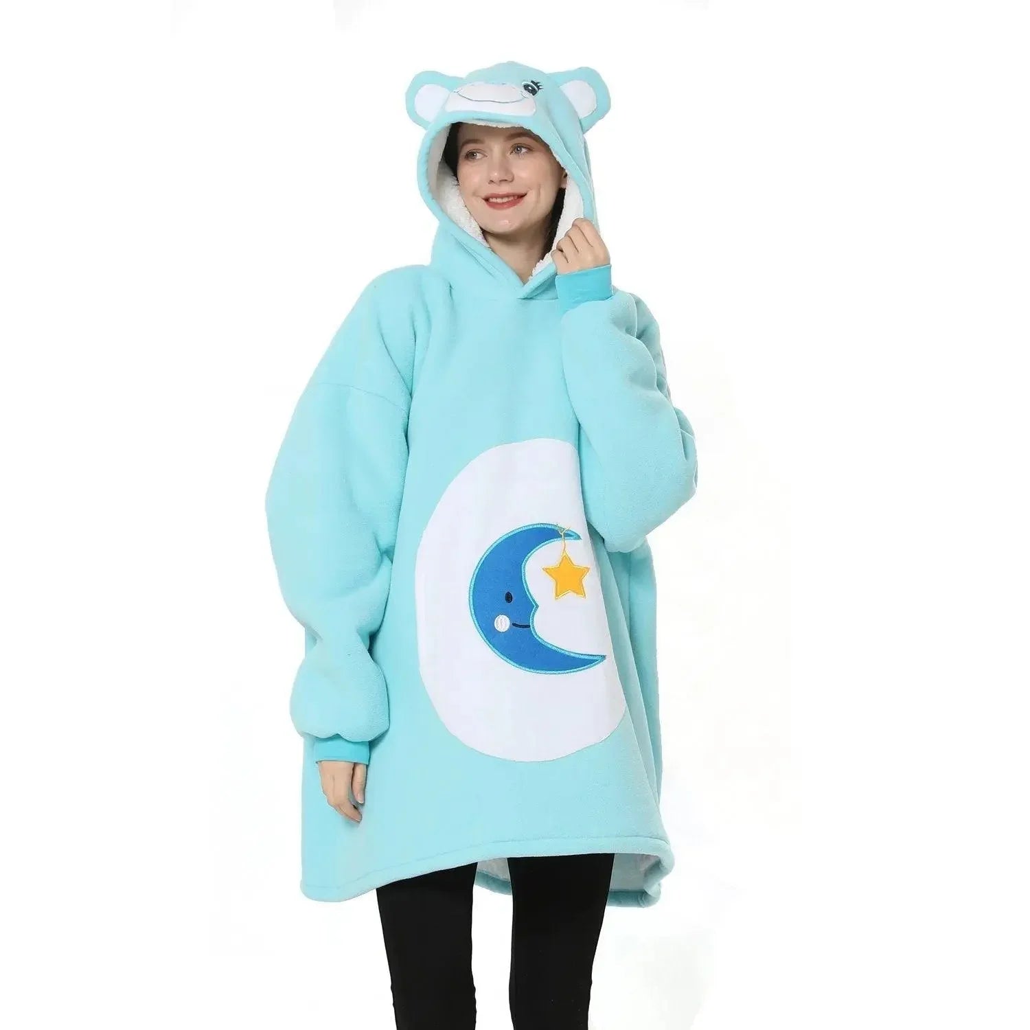 Bed Time Care Bear Animal Keep Warm Hoodie Wearable Costume Cartoon Lazy TV Blanket - Pajamasbuy