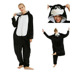 Black Siberian Husky Dog Kigurumi Onesies Pajamas Costume for Adult - Pajamasbuy