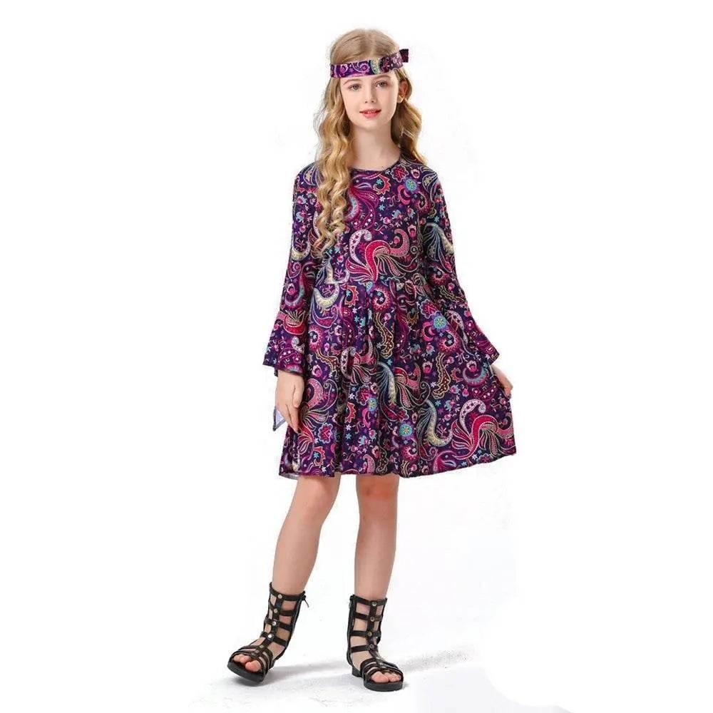 Children's 70s Retro Disco Hippie Fancy Dress Costumes Country Singer Cosplay - Azufun