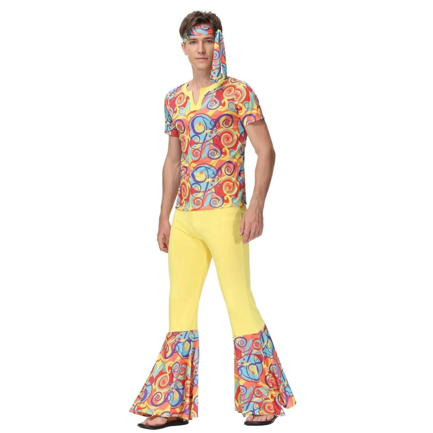 Disco 70s Fancy Dress Retro hip-hop hippie Couple Stage Costumes Halloween - Azufun