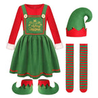 Elf Costume for Girls Boy Kids Christmas Party Dress Outfit - Azufun