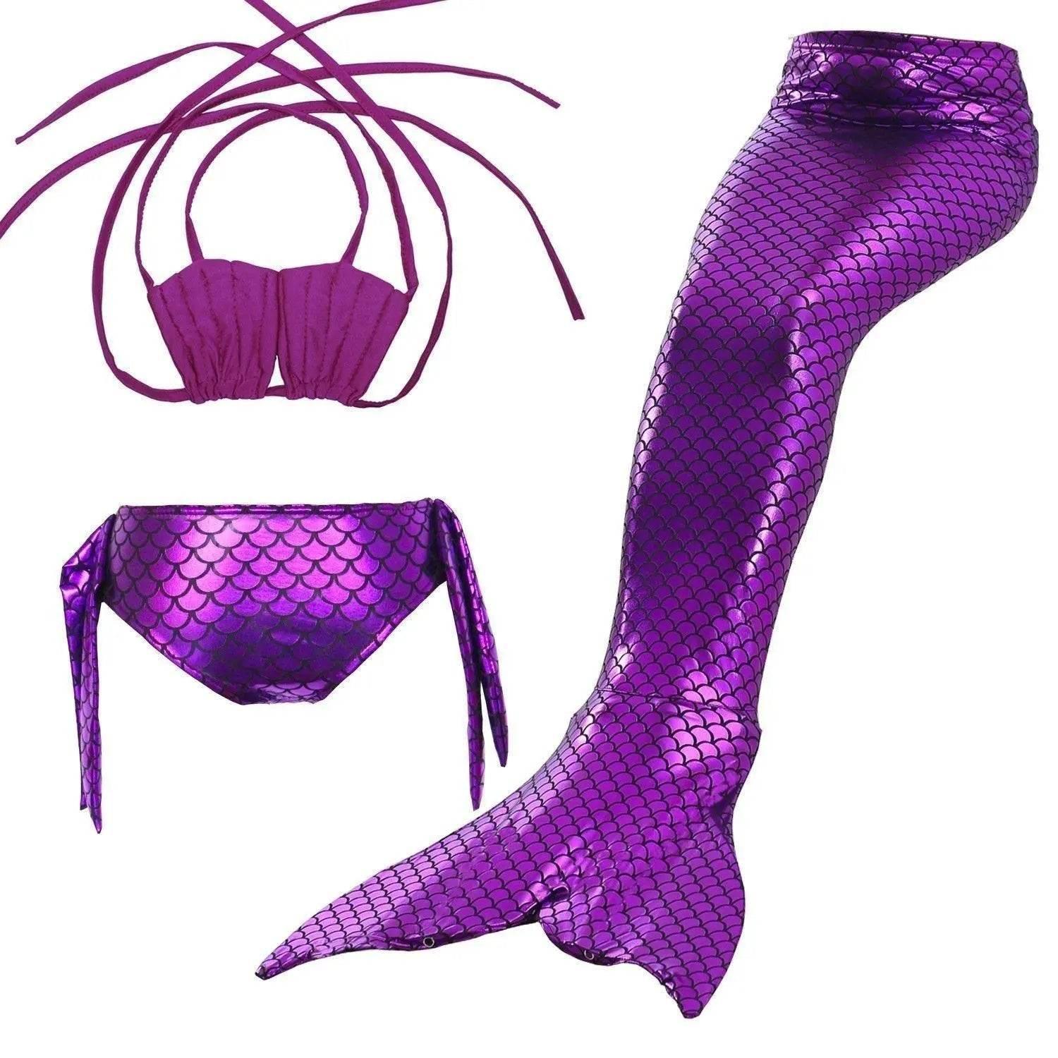 Girls Kids Mermaid Tail Swimwear Bikini Set Swimsuit Swimming Costume - Azufun
