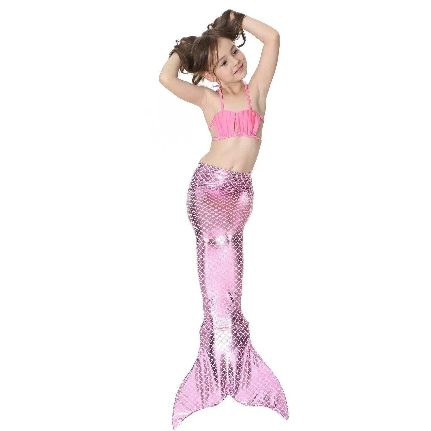 Girls Kids Mermaid Tail Swimwear Bikini Set Swimsuit Swimming Costume - Azufun