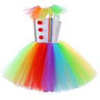 Girls' Clown Flower Princess Sleeve Tutu Dress Embroidery Party Bridesmaid Dresses - Azufun