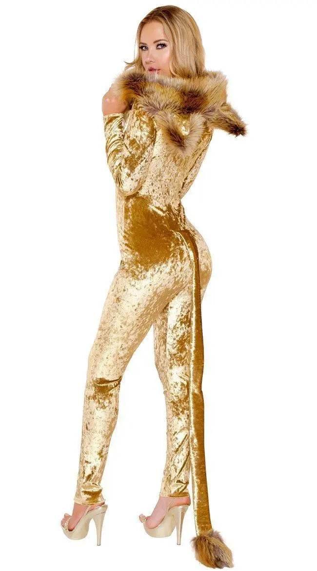 Halloween Women Furry Animal Cosplay Catwomen Costumes Jumpsuit - Azufun