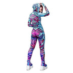 Halloween skull zombie blue and cyan zentai costumes - Azufun