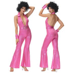 Hip Hop Rock Hippie 70s Costumes Fancy Dress Cosplay Halloween Outfit Jumpsuit Female - Azufun