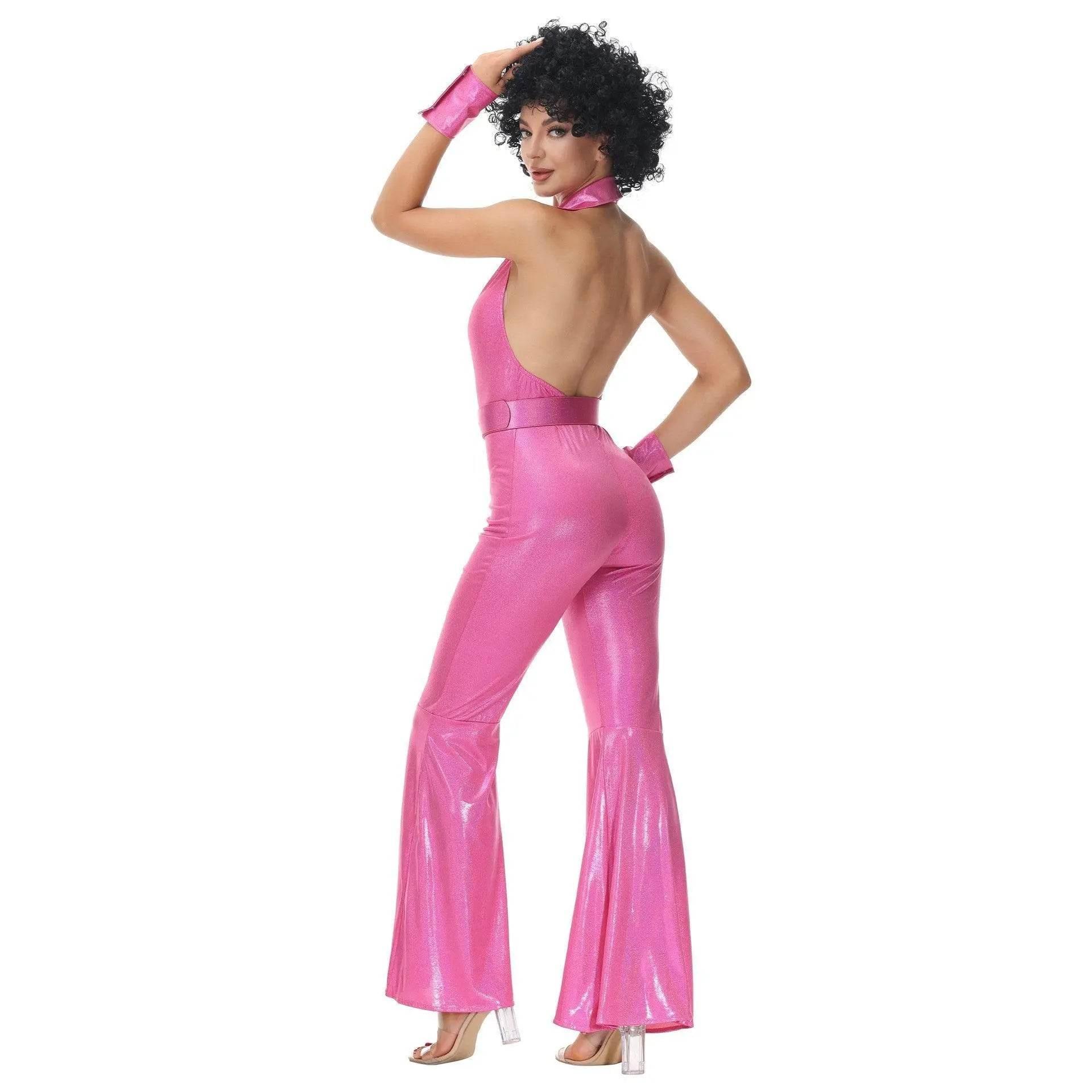 Hip Hop Rock Hippie 70s Costumes Fancy Dress Cosplay Halloween Outfit Jumpsuit Female - Azufun