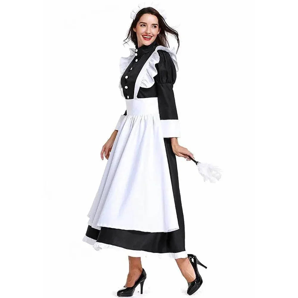 Housekeeper French maid costume German maid costume black and white long skirt unisex - Azufun