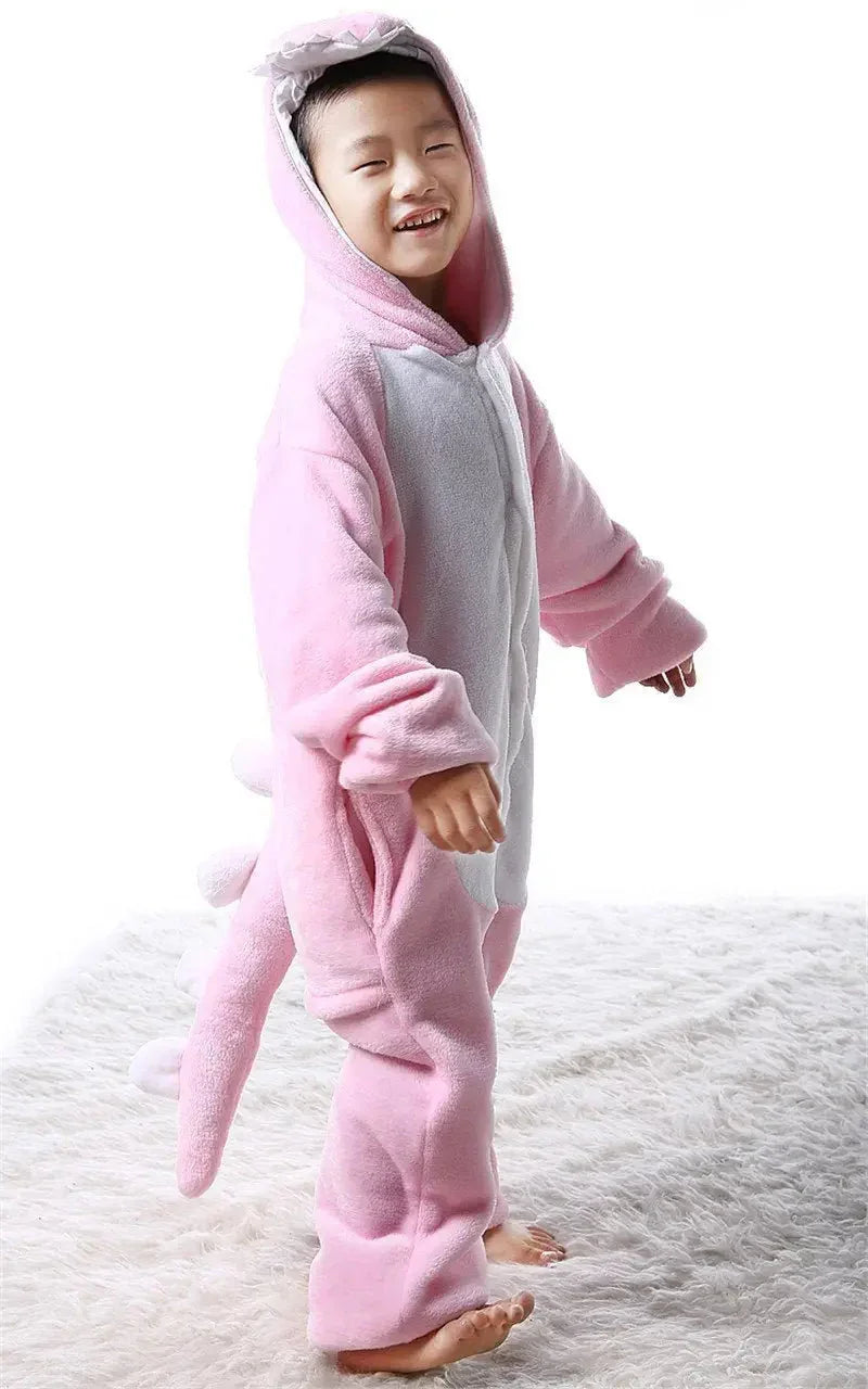 Kids Onesies Pink Dinosaur Animal Pajamas Kigurumi Costume - Pajamasbuy