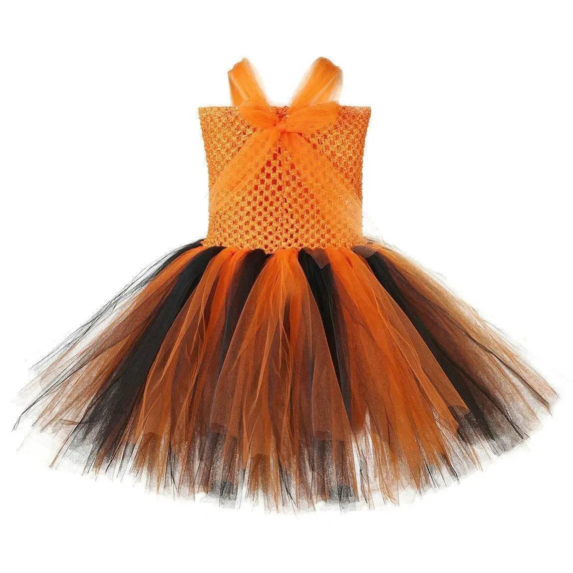 Kids Tiger Costume Tutu Dress with Ears Headband Bow tie Tail 4pcs Set - Azufun