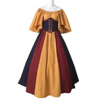 Medieval retro flying sleeves tie waist long one shoulder dress For Women - Azufun