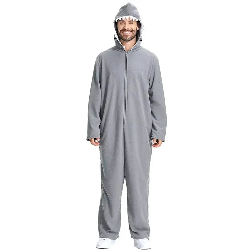 Ocean Great White Shark Animal Adult Jumpsuit Cosplay Costume Carnival - Azufun