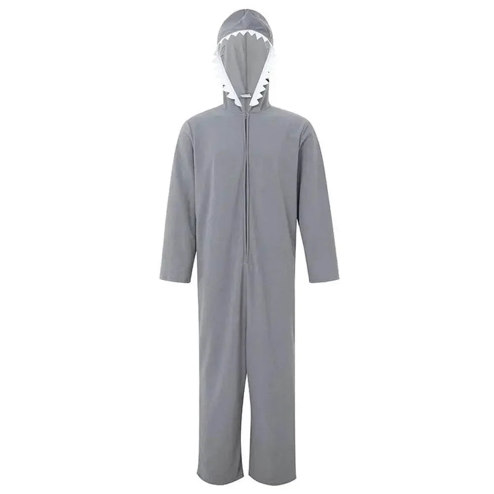 Ocean Great White Shark Animal Adult Jumpsuit Cosplay Costume Carnival - Azufun