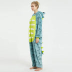 Onesie Kigurumi Pajamas Print Frog Adult's Flannel blue Frog Winter Sleepwear Animal Costume - Pajamasbuy