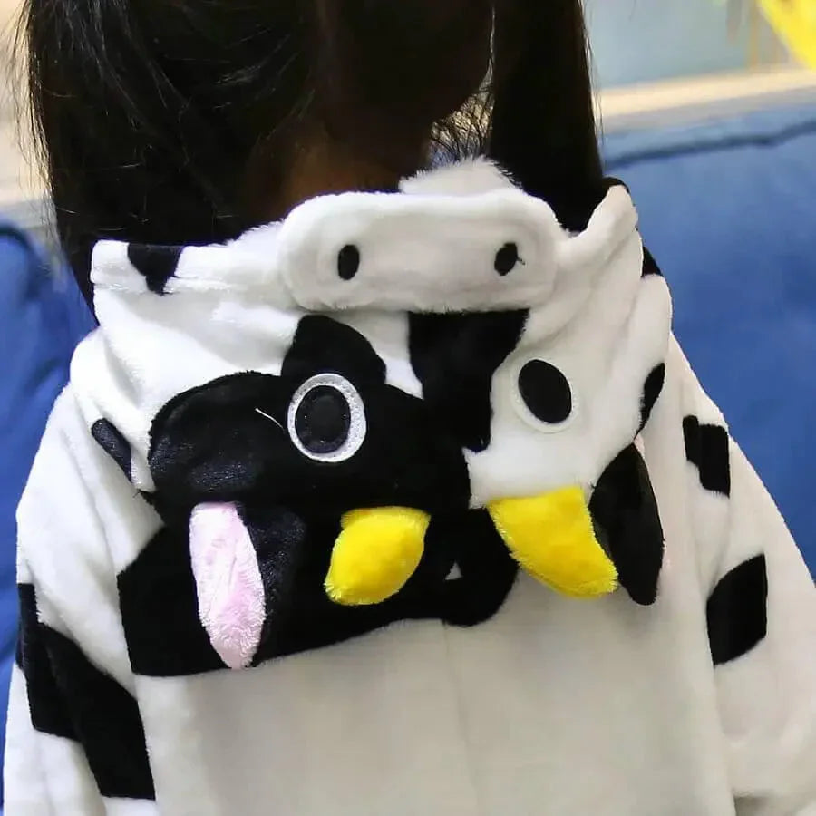 Onesies Hoodie Kids Cow Animal Costume Pajamas Kigurumi - Pajamasbuy